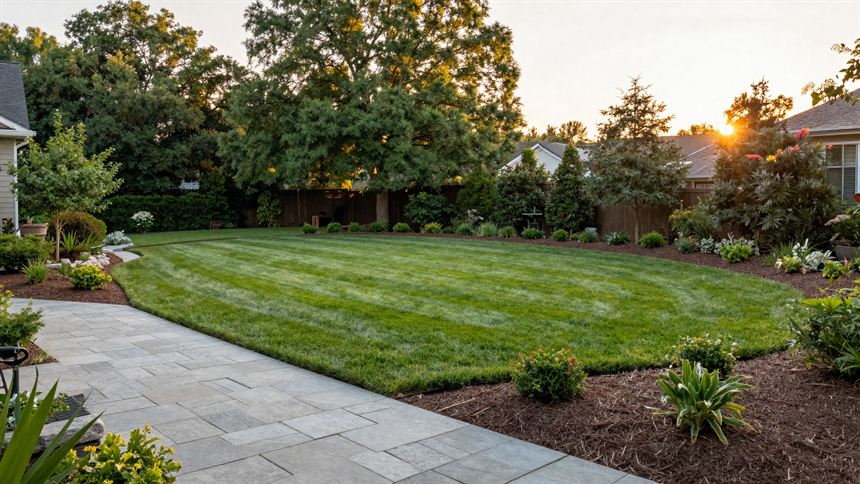 Landscaped backyard from the Ridgeline demo site